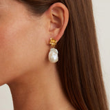 Hibiscus Pearl Drop Earrings