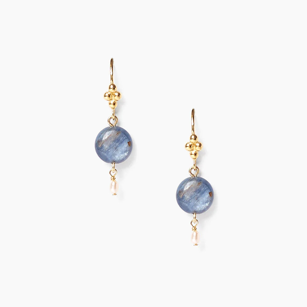 Stone and Pearl Drop Earrings