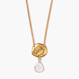 Gold Coin with Moissanite Slice Necklace
