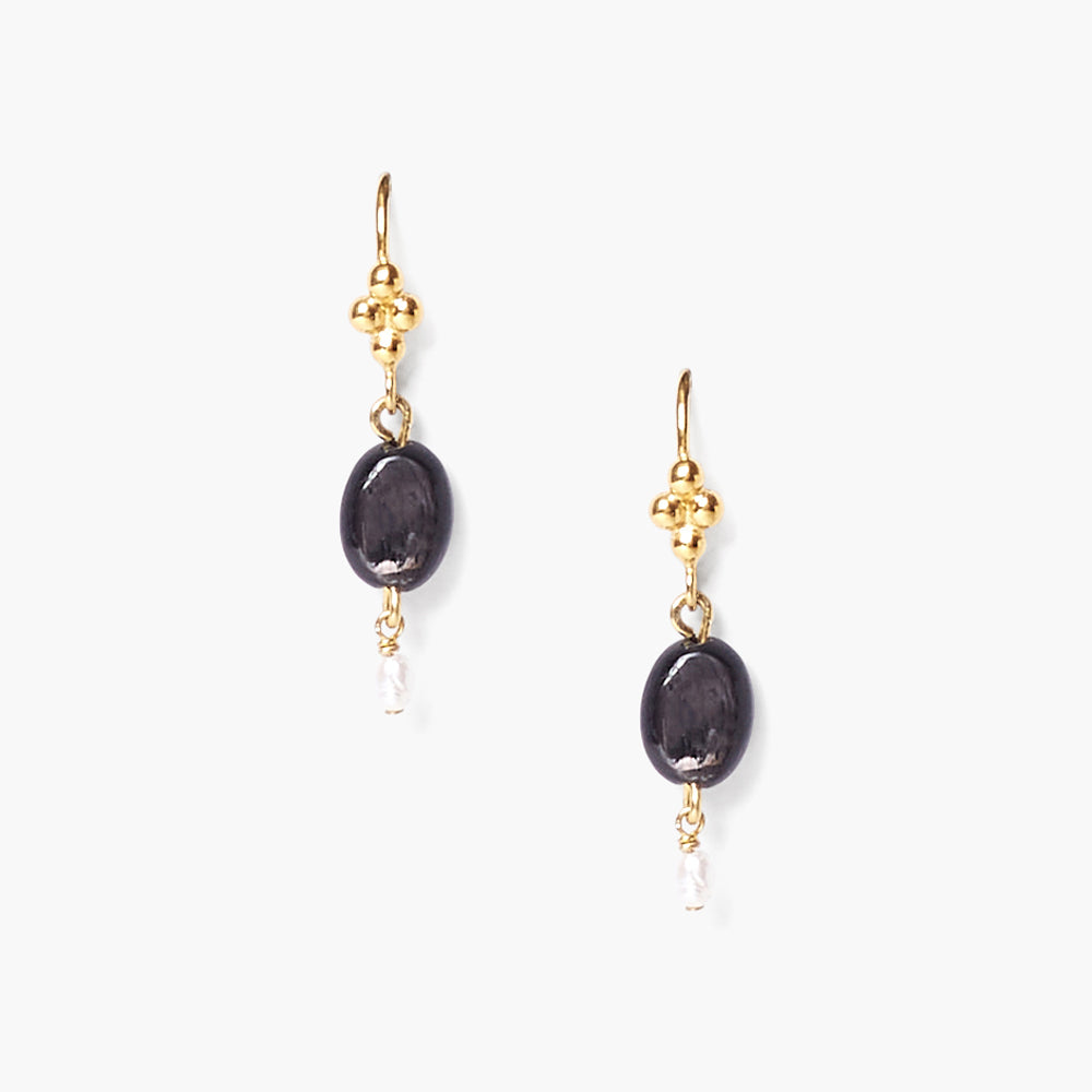 Stone and Pearl Drop Earrings