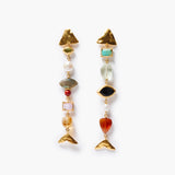 Fishbone Gemstone Drops Earrings