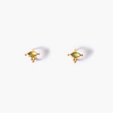Gold Evil Eye Stone Stud Earrings