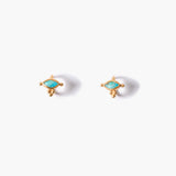 Gold Evil Eye Stone Stud Earrings