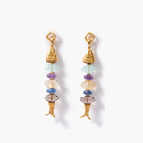 Large Gemstone Fish Post Earrings