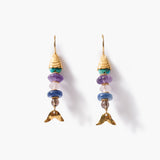 Small Gemstone Fish Dangle Earrings