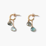 Double Labradorite Dangle Hoop Earrings