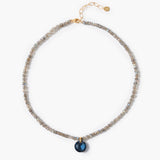 Labradorite Beaded Necklace with Gemstone Charm