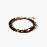 Tiger's Eye & Black Quartz Wrap Bracelet