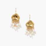 Coin Drop Earrings with Cascading Pearls