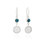 Apatite & Dotted Disc Drop Earrings