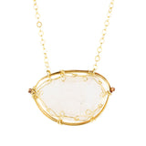 Moonstone In Woven Gold Fill Wire Necklace