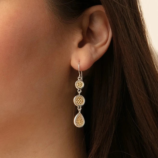 Two Tone Triple Drop Earrings