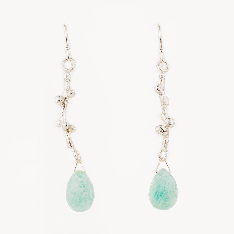 Amazonite and Sterling Silver Twig Earrings