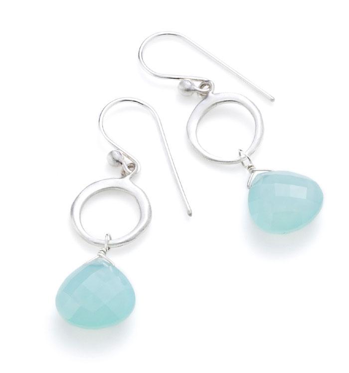 Circles with Chalcedony Drop Earrings