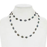Labradorite Long Necklace - Gray Nylon
