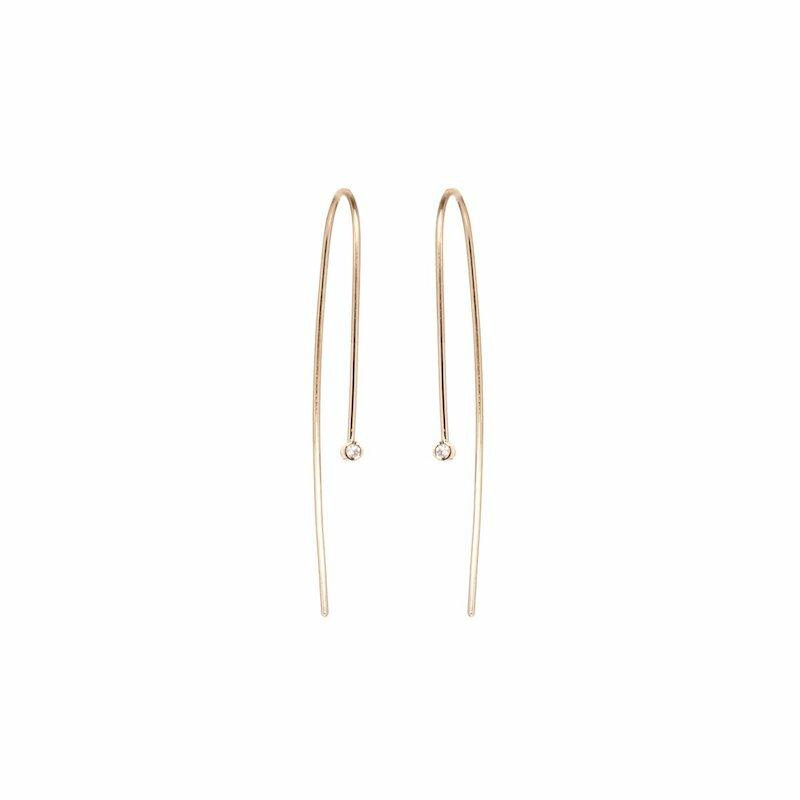 Bezel Set Diamond Wire Earrings