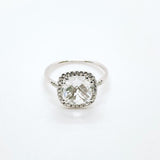 White Topaz 8mm Diamond Bezel Cushion Ring