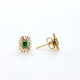 18k Emerald and Diamond Fireworks Stud Earrings