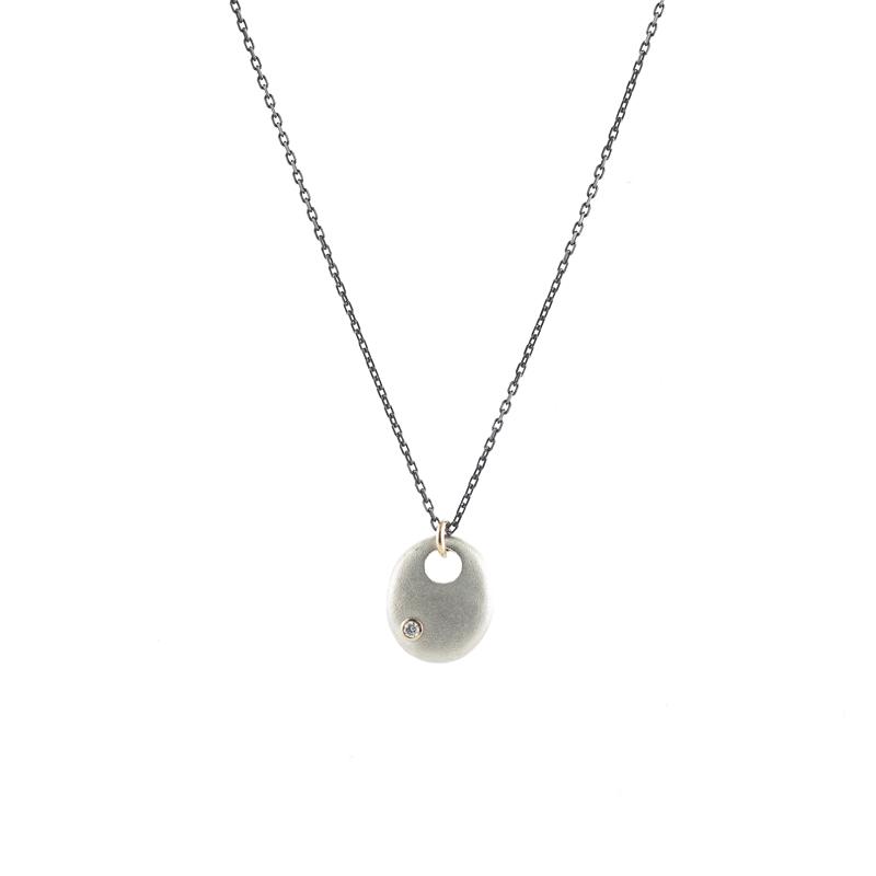 Frosted Open Oval Necklace (0.03tcw)