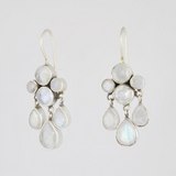Faceted Stone Cluster and Teardrop Dangle Earrings