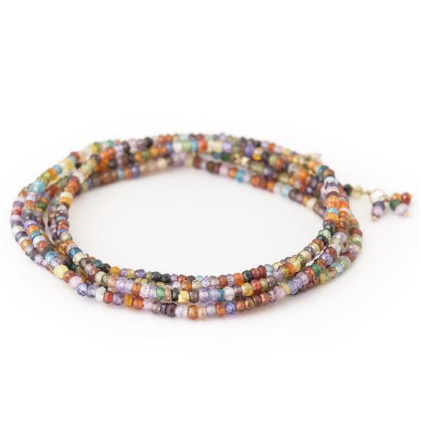 Multi-Colored Cubic Zirconia Wrap Bracelet - Necklace