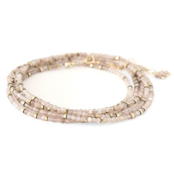 Confetti Mink Moonstone Wrap Bracelet - Necklace