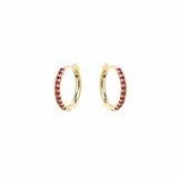 Pave Ruby Medium Hinge Huggie Hoops