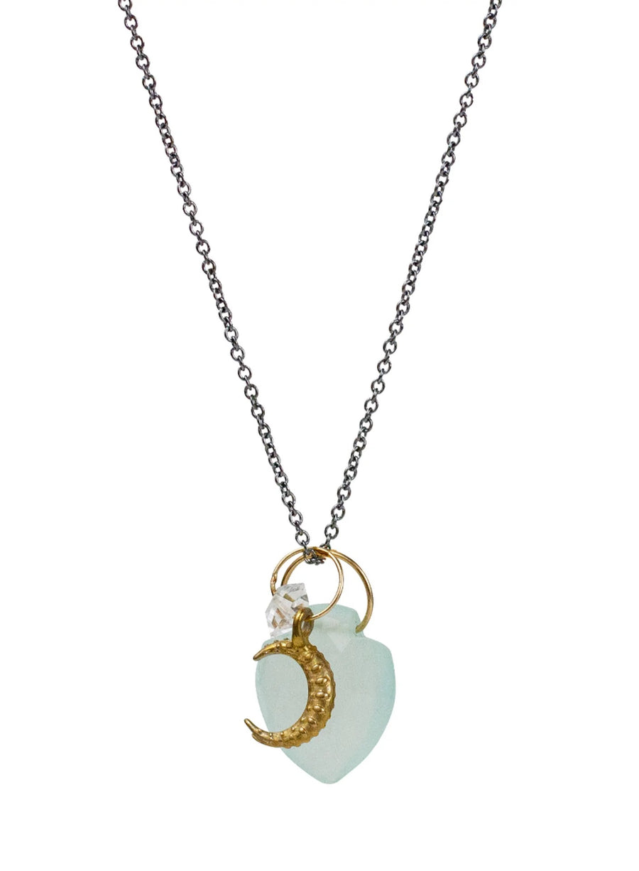 Aqua Chalcedony Luna Necklace