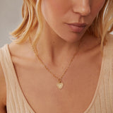 Gold Plated Medium Dotted Heart Necklace