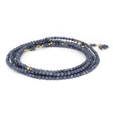 Blue Sapphire Bead Wrap Bracelet - Necklace