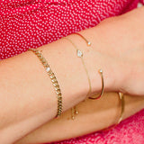 Medium Curb Chain Bracelet with Single Floating Diamond