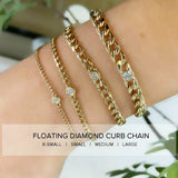 Medium Curb Chain Bracelet with Single Floating Diamond
