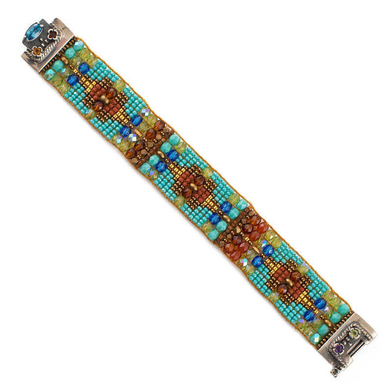 Turquoise Mix Hand Beaded Bracelet with Gemstones