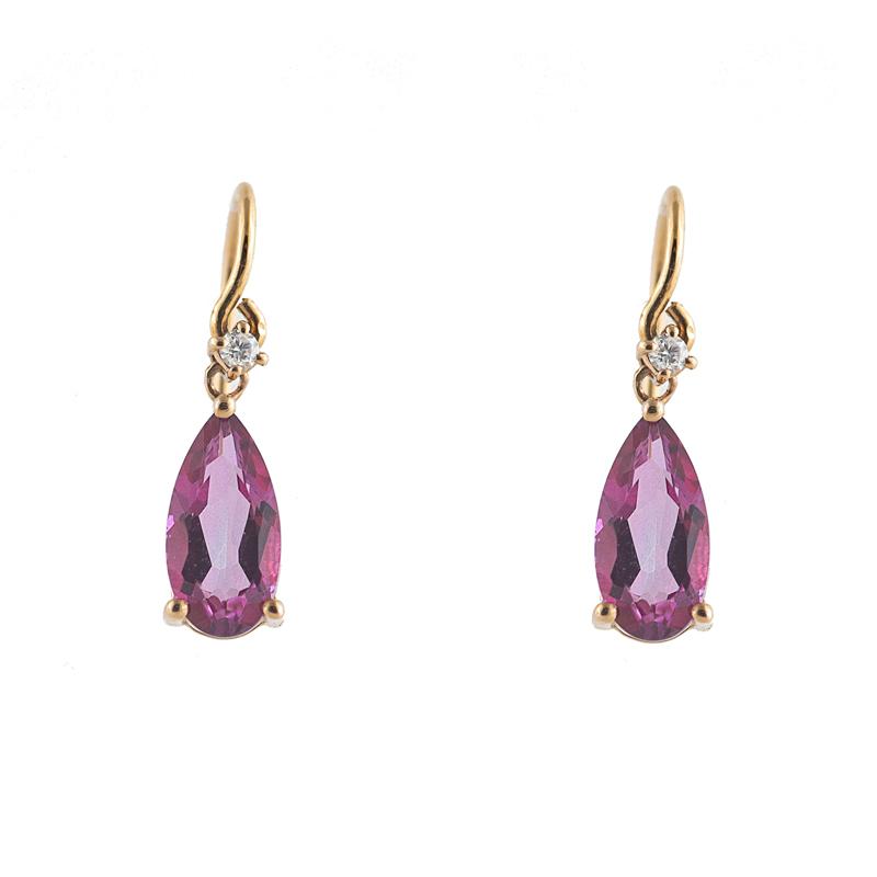 Pink Topaz Pear Faceted Earrings