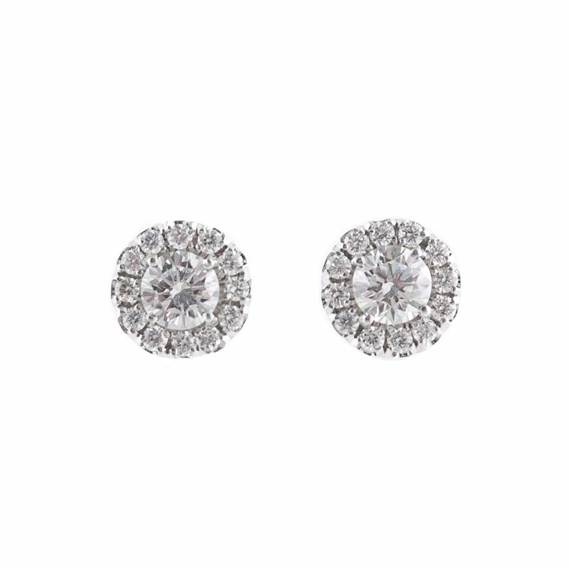 Diamond Mini Circle Studs with Pave Halo