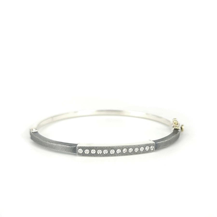 Diana 2.5mm Diamond Bangle - Sterling Silver