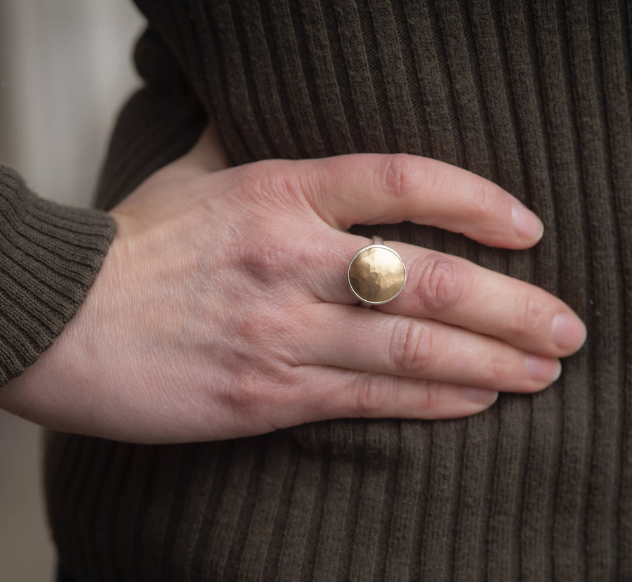 Hammered Goldfill Dome Ring
