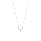 Small Circle Necklace with 3 Rings and Single Pearl