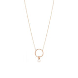 Small Circle Necklace with 3 Rings and Single Pearl