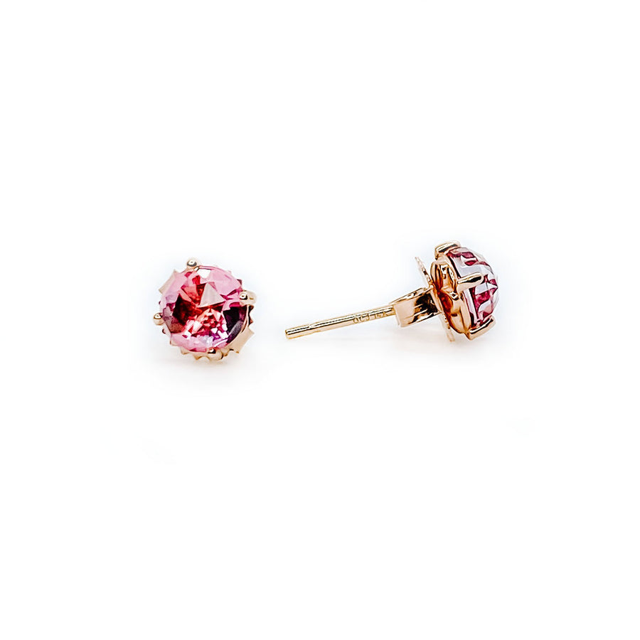Pink Topaz Round Faceted Studs