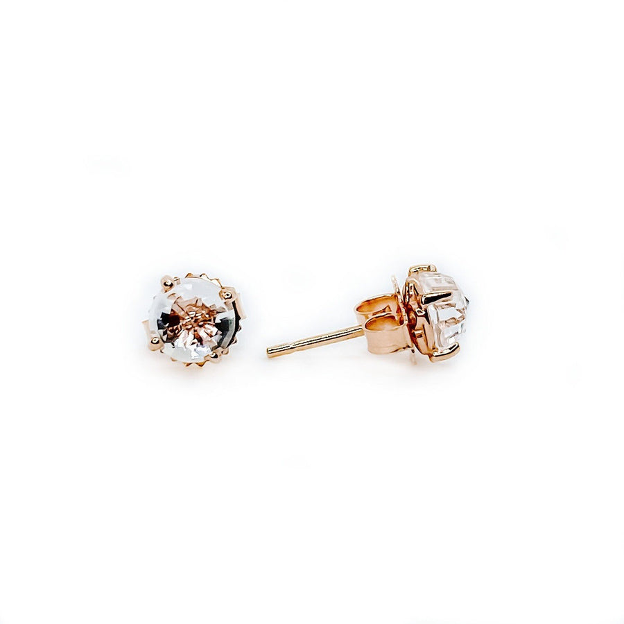 White Topaz Round Faceted Studs