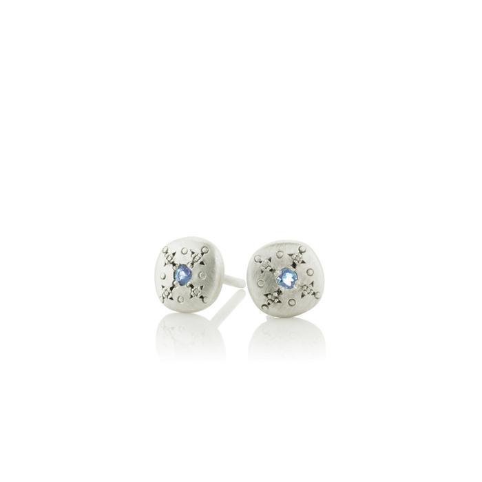 Aquamarine Silver Lights Charm Studs