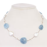 Aquamarine & Freshwater Coin Pearl Necklace