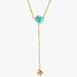Turquoise Rose & Gold Lariat