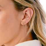 Prong Diamond Double Chain Huggie Earrings