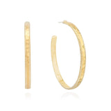 Large Hammered Hoop Earrings - Gold