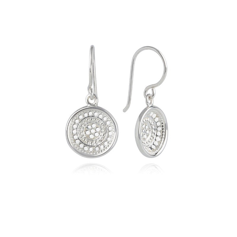 Dish Drop Earrings - Silver