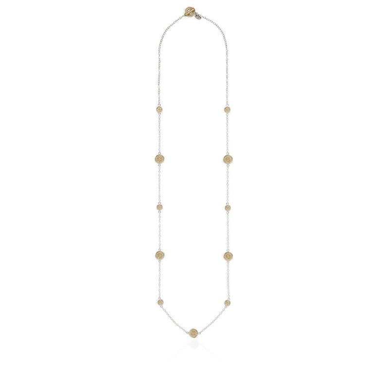Long Station Necklace - Two Toned