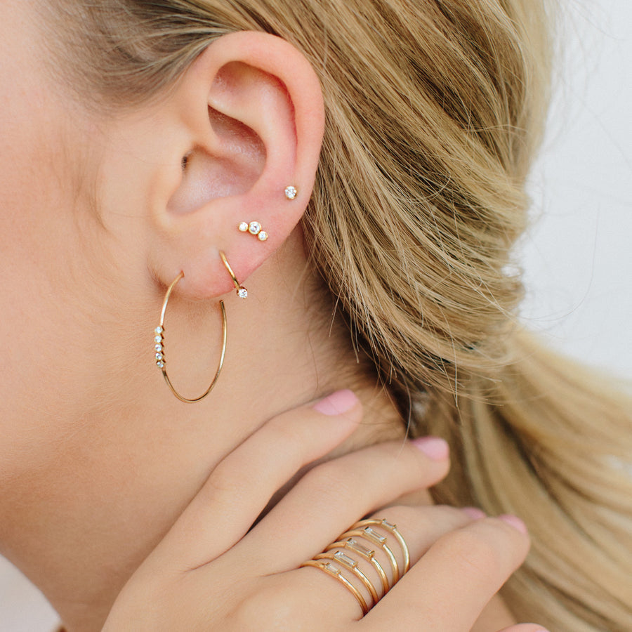 Small Graduated Bezel Set Diamond Studs