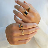 Gold Plated Overlay Cross Ring